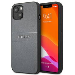 Guess nakładka do iPhone 13 Mini 5,4" GUHCP13SPSASBGR szary Saffiano Strap
