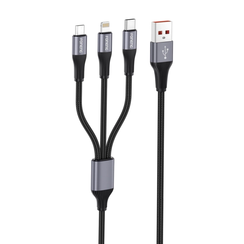 FONENG kabel X112 3w1 3A 1.2M Czarny