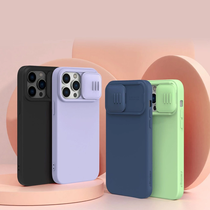 Nillkin CamShield Magnetic Silicone Case iPhone 14 Pro Max Magnetic MagSafe Cover with Camera Protector Blue