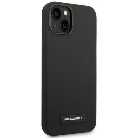Original Handyhülle IPHONE 14 PLUS Karl Lagerfeld Hardcase Silicone Plaque Magsafe schwarz