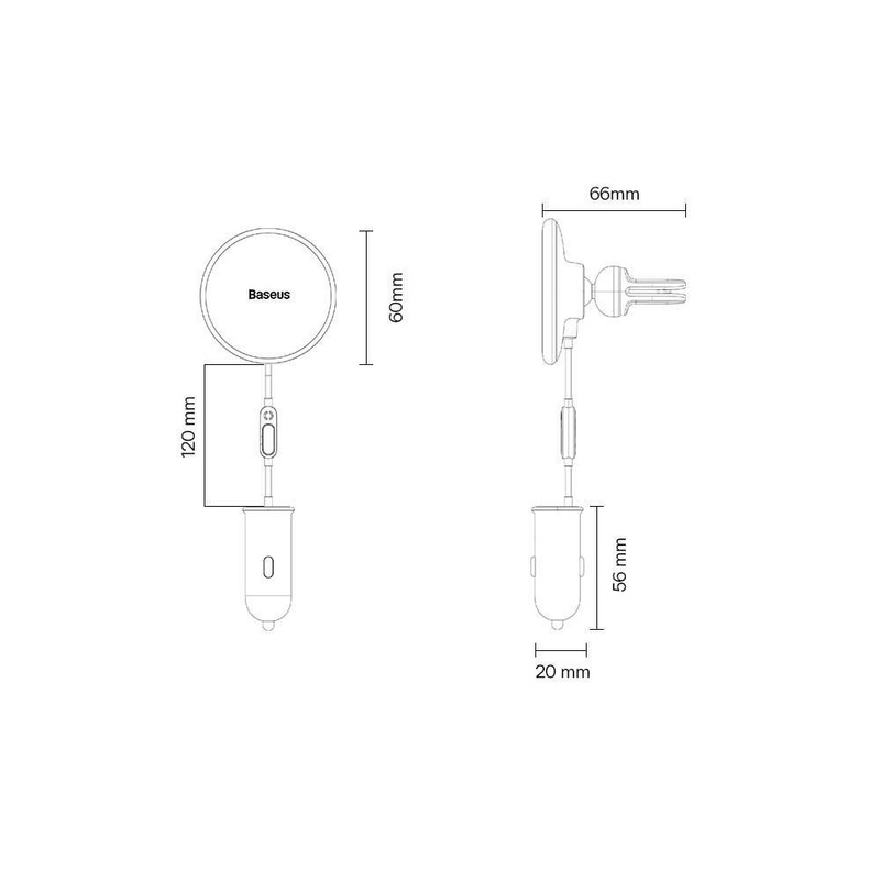 Baseus CW01 MagSafe 15W USB 25W induktives Autoladegerät - Schwarz