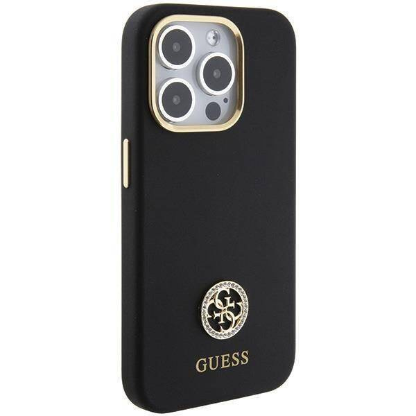 Original Case APPLE IPHONE 15 PRO Guess Hardcase Silicone Logo Strass 4G (GUHCP15LM4DGPK) black