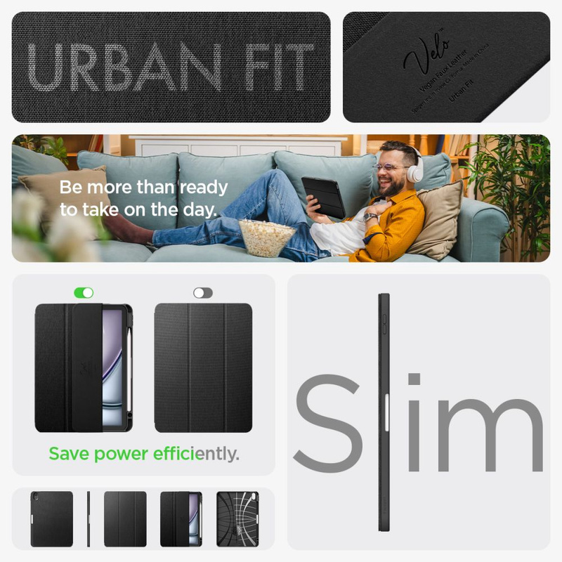 Etui Spigen Urban Fit na iPad Air 10.9'' 4/5 2020-2022 / 11.6'' 2024 - czarne