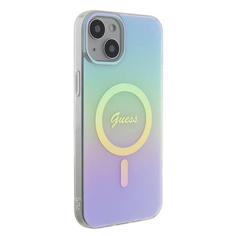 Oryginalne Etui APPLE IPHONE 15 PLUS Guess Hardcase IML Iridescent MagSafe (GUHMP15MHITSQ) turkusowe