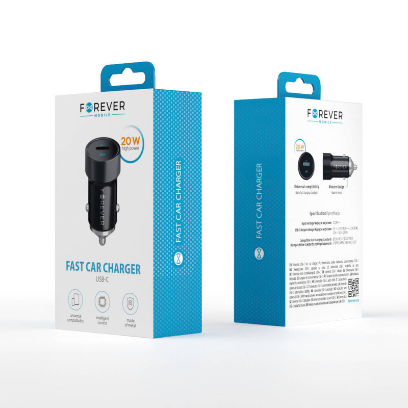 Forever ładowarka samochodowa PD3.0 CC-06 1x USB-C 20W czarna