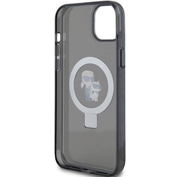 Original Handyhülle IPHONE 13 / 14 / 15 Karl Lagerfeld Hardcase Ring Stand Karl&Choupettte MagSafe (KLHMP14SHMRSKCK) schwarz