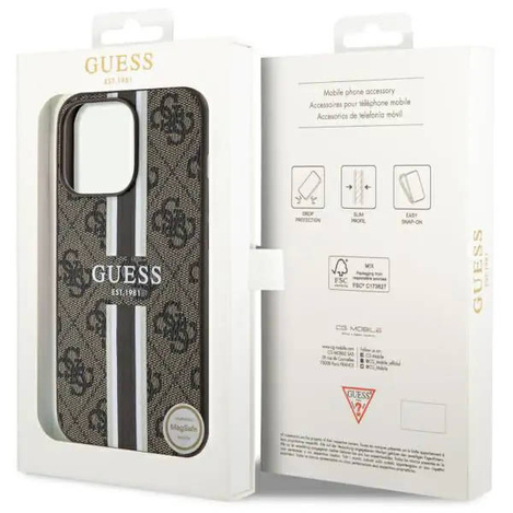 Guess GUHMN61P4RPSW iPhone 11 / Xr brown/brown hardcase 4G Printed Stripes MagSafe