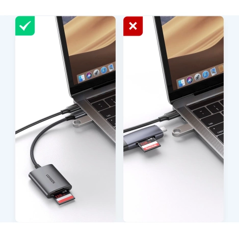 Ugreen CM401 USB C 5Gb/s SD/TF card reader - gray