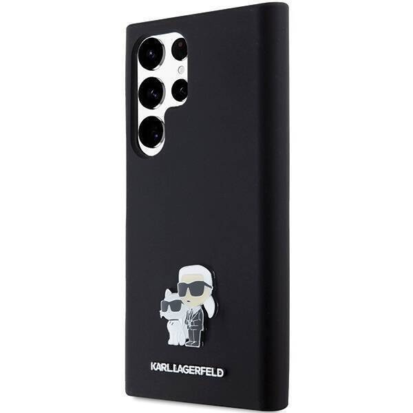 Oryginalne Etui KARL LAGERFELD hardcase Silicone Karl&Choupette Metal Pin KLHCS24LSMHKCNPK do Samsung Galaxy S24 Ultra czarny