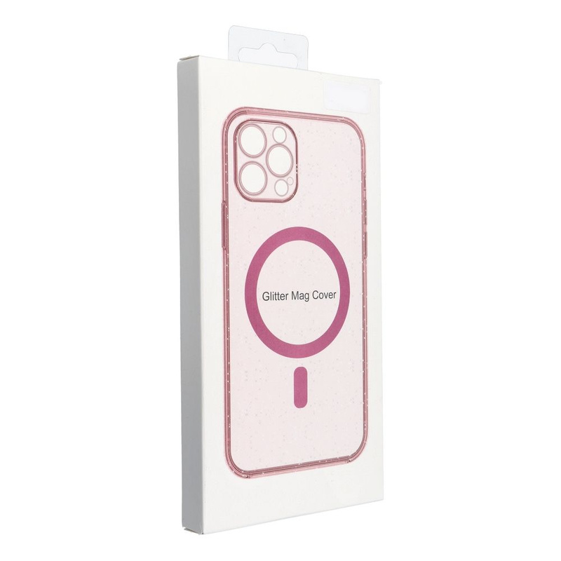 Futerał CLEAR MAG COVER z ochroną aparatu kompatybilny z MagSafe do IPHONE 15 Pro pink glitter