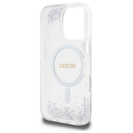 Etui Guess Resin Gradient Glitter MagSafe na iPhone 16 Pro - srebrne