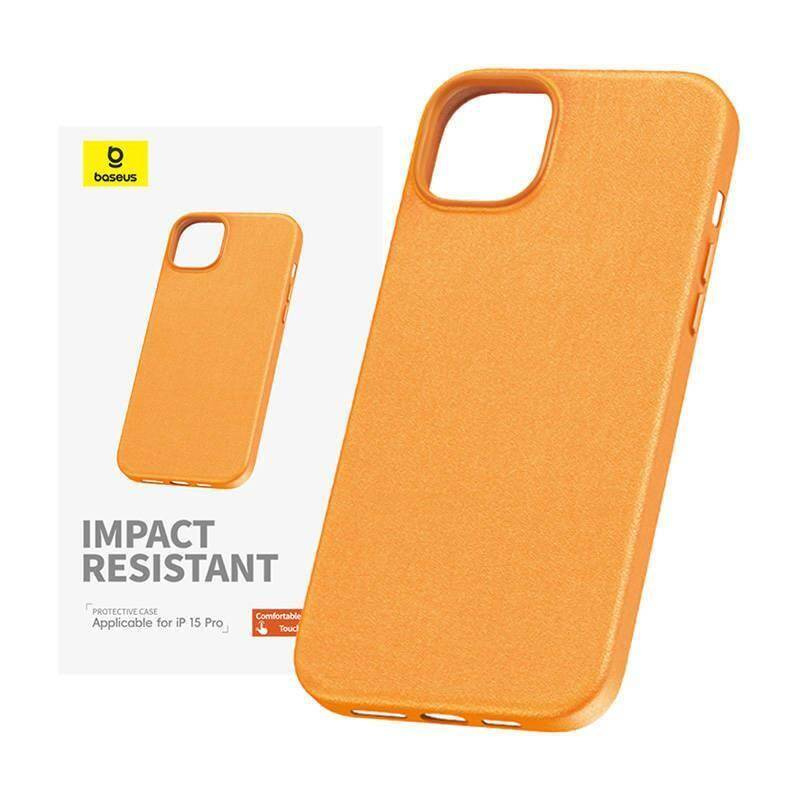 Schutzhülle APPLE IPHONE 15 PRO MAX Baseus Fauxther Series orange