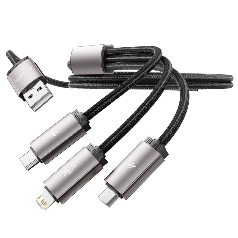 Kabel 3w1 3.5A 1m USB - USB-C + Lightning + Micro USB Tech-Protect UltraBoost 3in1 szary