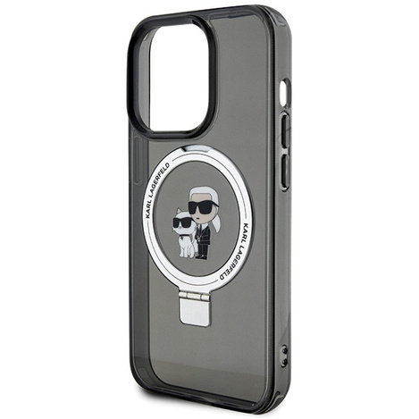Karl Lagerfeld KLHMP13LHMRSKCK iPhone 13 Pro 6,1&quot; schwarz/schwarz Hardcase Ringständer Karl&amp;Choupette MagSafe