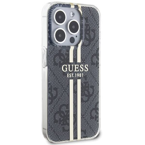 Oryginalne Etui GUESS Hardcase GUHCP15LH4PSEGK do iPhone 15 Pro (4G Gold  Stripe / czarny)