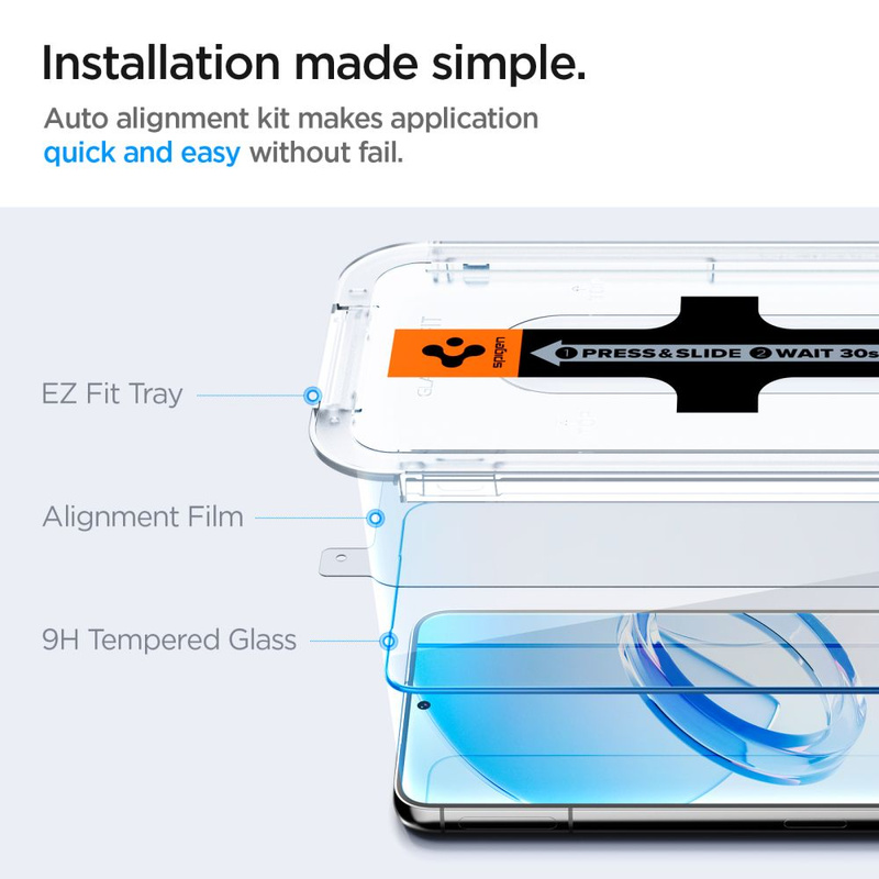 GEHÄRTETES GLAS Spigen GLAS.TR "EZ FIT" 2ER-PACK GALAXY S23 KLAR