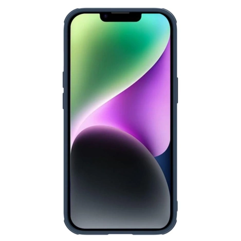 Nillkin Textured S Case für iPhone 14, gepanzerte Hülle mit Kameraabdeckung, blau
