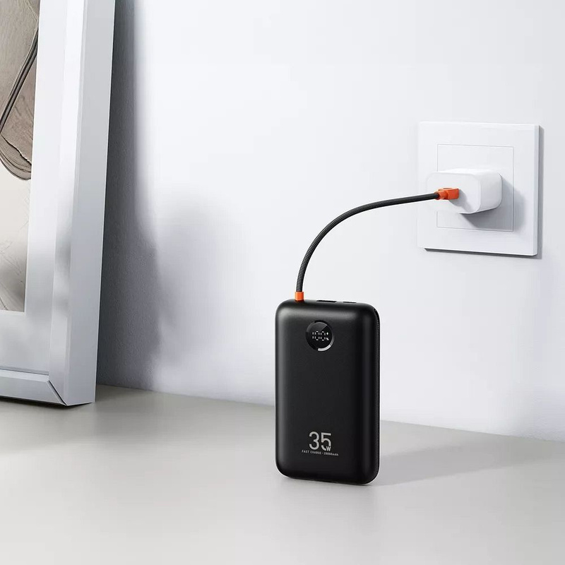 VEGER powerbank 20000 mAh z wbudowanymi kablami Typ C / Lightning PD QC3.0 35W K2 (W2068) czarny
