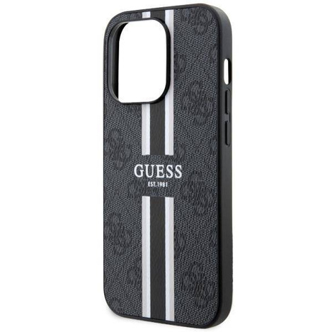 Guess GUHMP14XP4RPSK iPhone 14 Pro Max 6,7&quot; schwarz/schwarzes Hardcase 4G bedruckte Streifen MagSafe