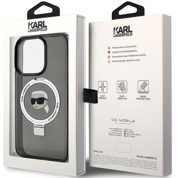 Karl Lagerfeld KLHMP15XHMRSKHK iPhone 15 Pro Max 6,7" schwarz/schwarz Hardcase Ring Stand Karl Head MagSafe