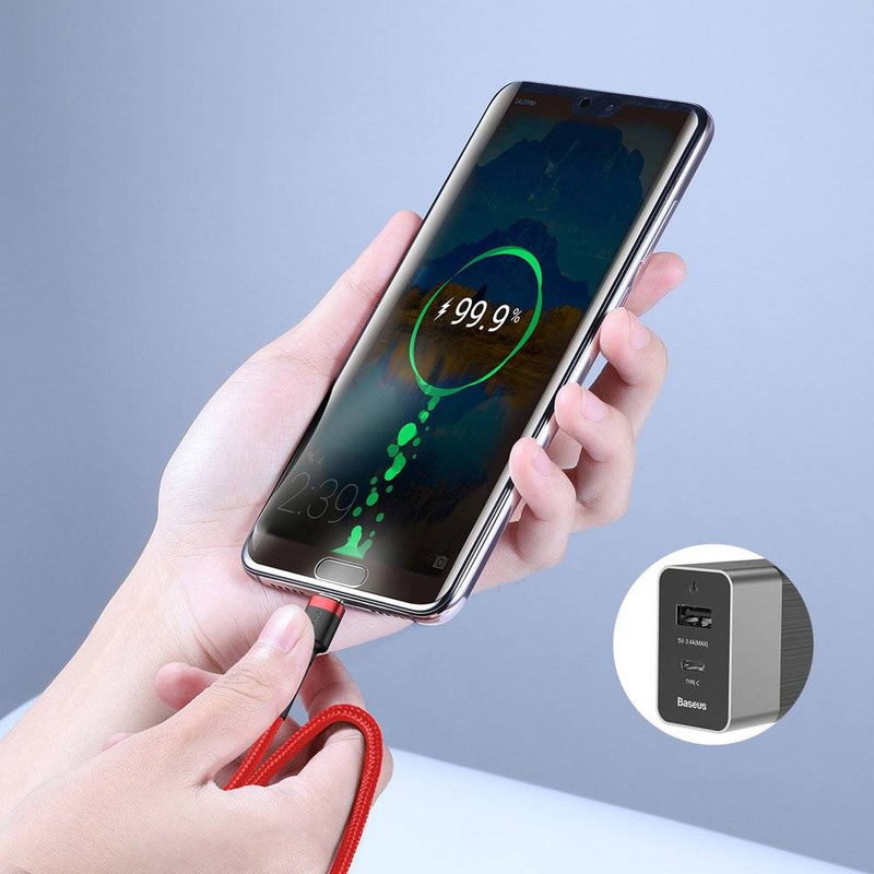 Baseus Cafule Cable wytrzymały nylonowy kabel przewód USB-C PD / USB-C PD PD2.0 60W 20V 3A QC3.0 2M czarno-szary (CATKLF-HG1)