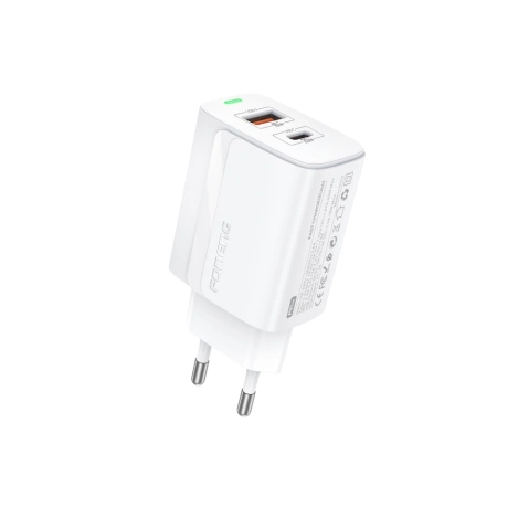 FONENG Netz-Ladegerät EU66 PD 20W 1xUSB-C + 1xUSB QC3.0 + Kabel USB-C - Lightning weiss