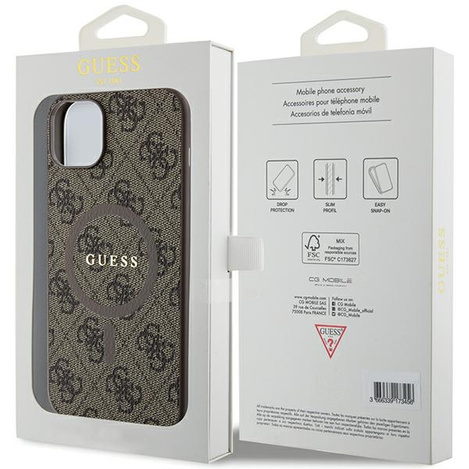 Oryginalne Etui GUESS Hardcase GUHMP14SG4GFRW do iPhone 14 (Kompatybilny z Magsafe / 4G Ring classic logo / brązowy)