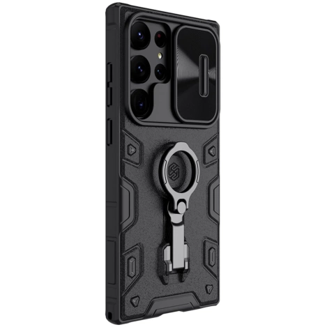 Nillkin CamShield Armor Pro Case Cover für Samsung Galaxy S23 Ultra Armor Cover mit Kameraschutz Ring Ständer schwarz