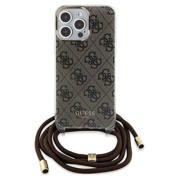 Guess nakładka do iPhone 15 Pro 6,1" GUHCP15LHC4SEW HC CROSSBODY CORD 4G PRINT brązowa