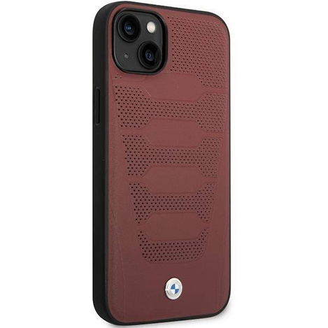 Original Handyhülle IPHONE 14 BMW Leather Seats Pattern MagSafe (BMHCP14S22RPSR) burgund