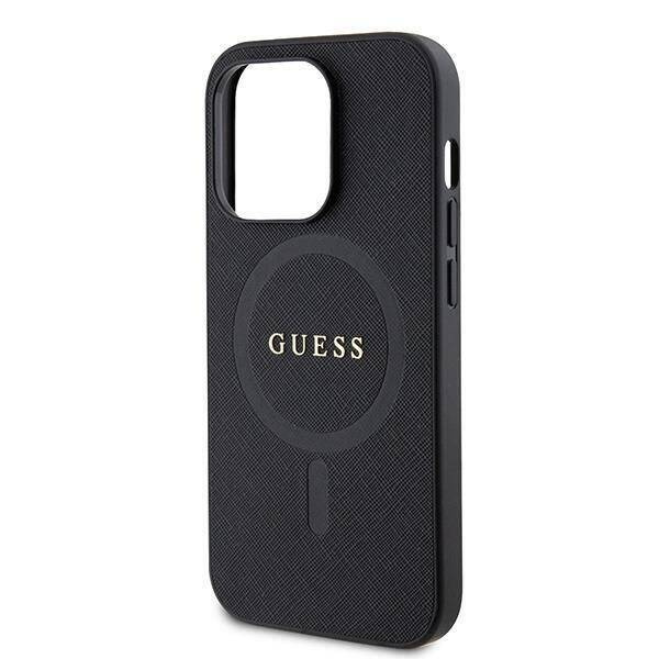 Etui Guess Saffiano MagSafe do iPhone 15 Pro - czarne