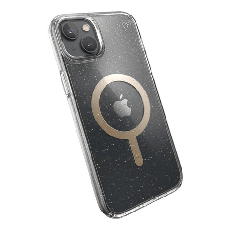 Speck Presidio Perfect-Clear with Glitter + MagSafe - Etui iPhone 14 Plus z powłoką MICROBAN (Clear / Gold Glitter)