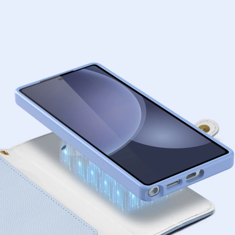 Dux Ducis Lawa Lederhülle für Samsung Galaxy S25 Ultra mit abnehmbarer magnetischer Brieftasche – Blau