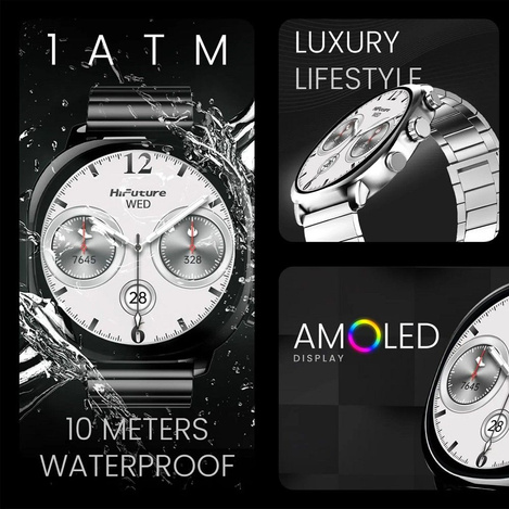 HIFUTURE smartwatch ze stali nierdzewnej ze sztuczną inteligencją AIX (OLED) (CORNING GORILLA GLASS) czarny