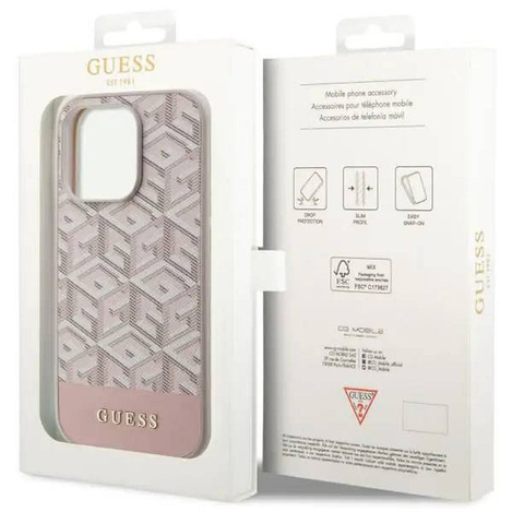 Guess GUHMP14LHGCFSEP iPhone 14 Pro 6.1" pink/pink hard case GCube Stripes MagSafe
