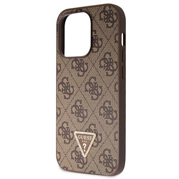 Original Handyhülle IPHONE 14 PRO Guess Hardcase Crossbody 4G Metal Logo (GUHCP14LP4TDSCPW) braun