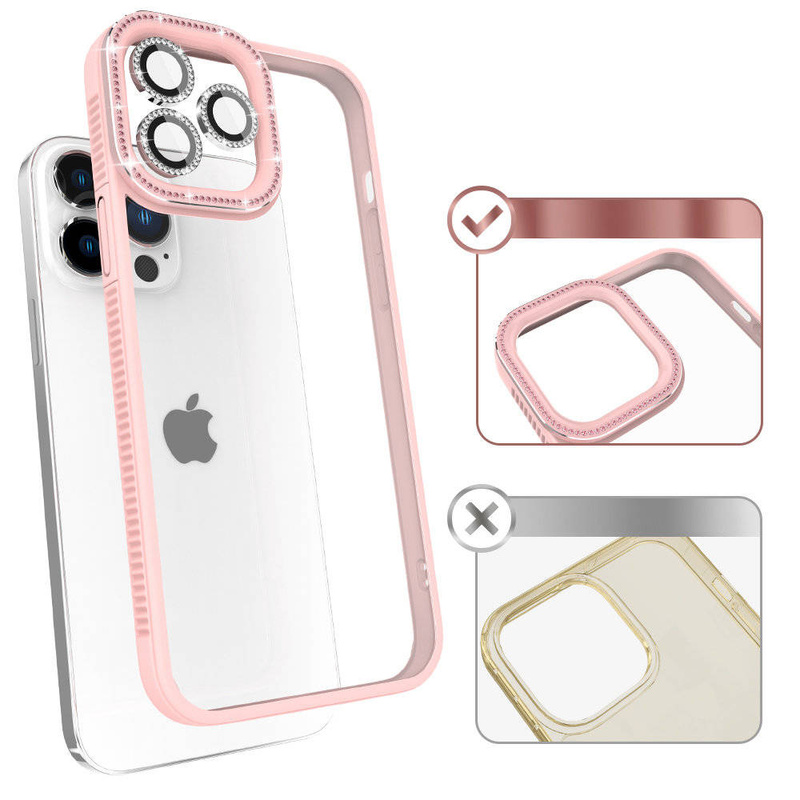 Kingxbar Sparkle Series etui iPhone 13 Pro Max z kryształami obudowa pokrowiec na tył plecki różowy