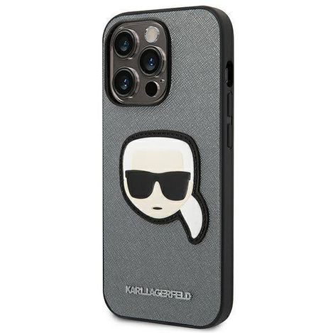Karl Lagerfeld Saffiano Karl Head Patch Case – Etui iPhone 14 Pro (srebrny)