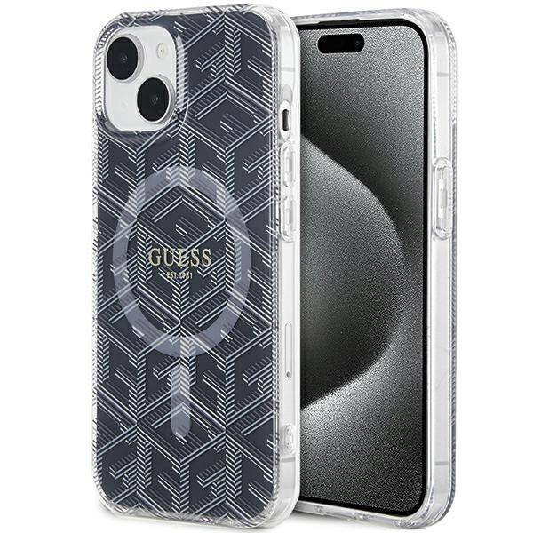 Oryginalne Etui GUESS Hardcase GUHMP15MHGCUSTGK do iPhone 15 Plus (Kompatybilny z Magsafe / IML GCUBE / czarny)