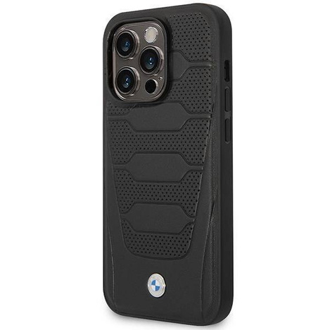 Original Handyhülle IPHONE 14 PRO MAX BMW Leather Seats Pattern MagSafe MagSafe (BMHMP14X22RPSK) schwarz