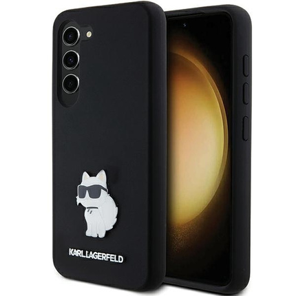 Oryginalne Etui KARL LAGERFELD hardcase Silicone Choupette Metal Pin KLHCS24SSMHCNPK do Samsung Galaxy S24 czarny