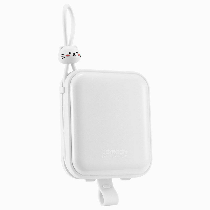 Joyroom power bank with USB C and Lightning cables and stand Cutie Series 10000mAh 22.5W white (JR-L008)