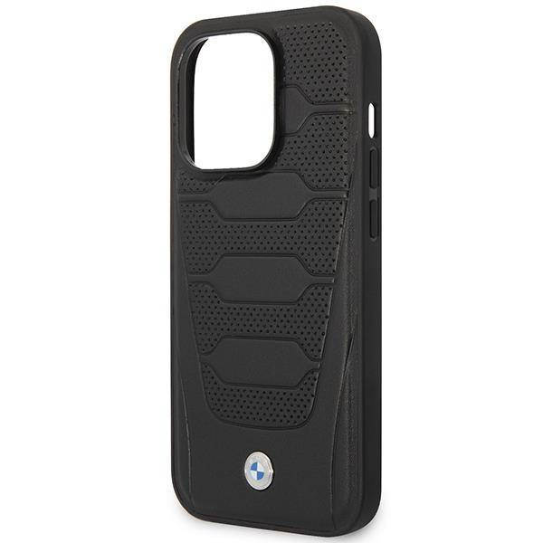 Original Case IPHONE 14 PRO BMW Leather Seats Pattern MagSafe MagSafe (BMHMP14L22RPSK) black
