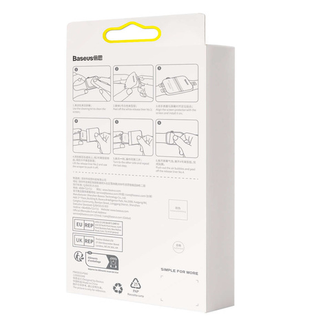 Set aus 2x Baseus NanoCrystal Schutzfolie für Apple Watch 7 41mm + Montageset - transparent