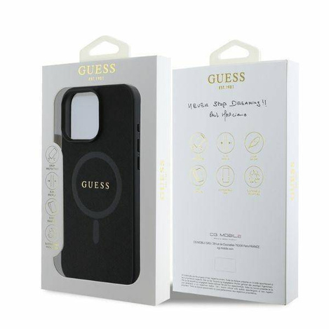 GUESS futerał do IPHONE 16 Pro kompatybilny z MagSafe GUHMP16LPSAHMCK (PU Saffiano Classic Logo) czarny