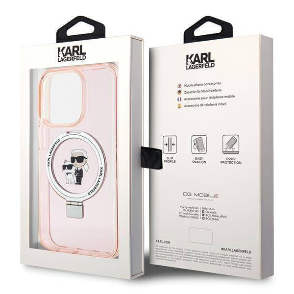 Karl Lagerfeld KLHMP15XHMRSKCP iPhone 15 Pro Max 6,7" rosa/rosa Hardcase Ringständer Karl&Choupette MagSafe