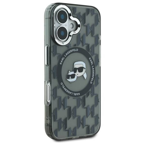 Karl Lagerfeld nakładka do iPhone 16 6,1" KLHMP16SHMCKMHK czarna Hardcase IML Monogram Karl&Choupette Head MagSafe
