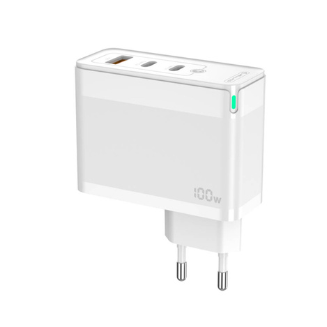 Ładowarka Sieciowa GaN 100W 1x QC3.0 USB + 2x PD USB-C Jellico C118 biała