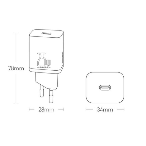 Baseus Super Si  Quick Charger 1C 25W EU White