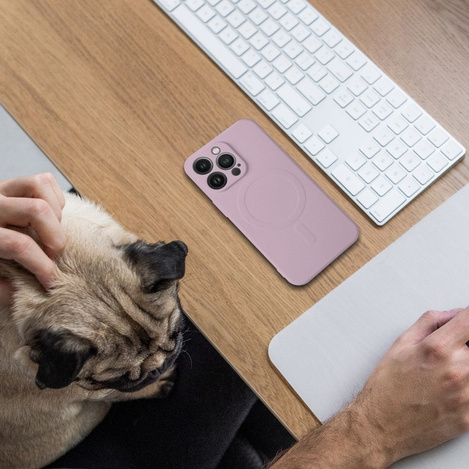 Futerał SILICONE MAG COVER (big hole) kompatybilny z MagSafe do IPHONE 17 Air różowy